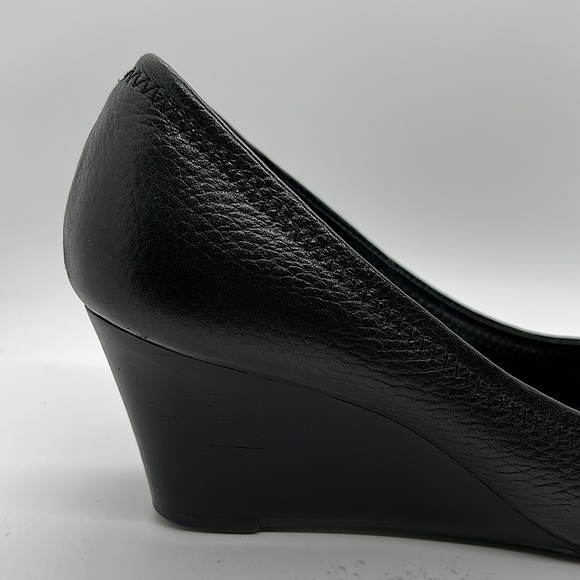 Tory Burch Sexy Black Leather Peep Toe Wedge Heels Shoes **Size 6.5** 🔥🔥 - Picture 8 of 10